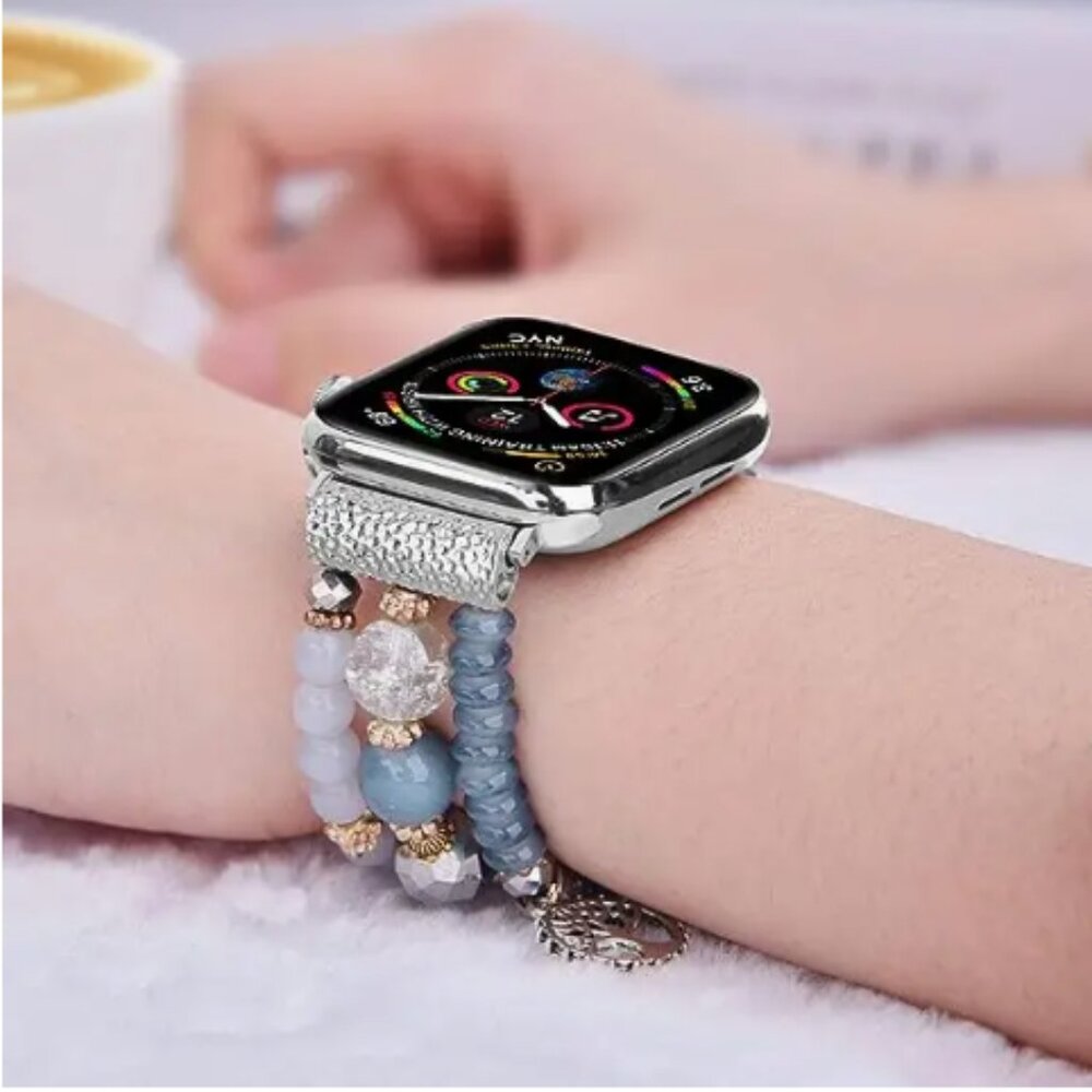 Celestial Blue Beaded Apple Watch Bracelet